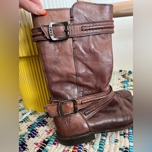 FRYE Paige Trapunto Leather Buckle Boot in Smoke - Picture 12 of 13